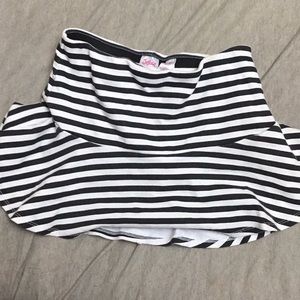 Striped black and white skort